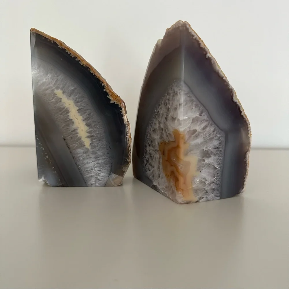 West Elm Agate Natural Stone Bookend Pair in Shades of Purple 4 3/8